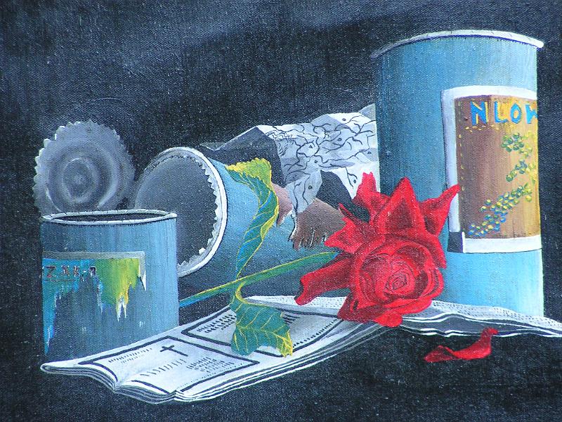 Rose and Rubbish, 1977, Acryl-Leinen, 40x40.jpg